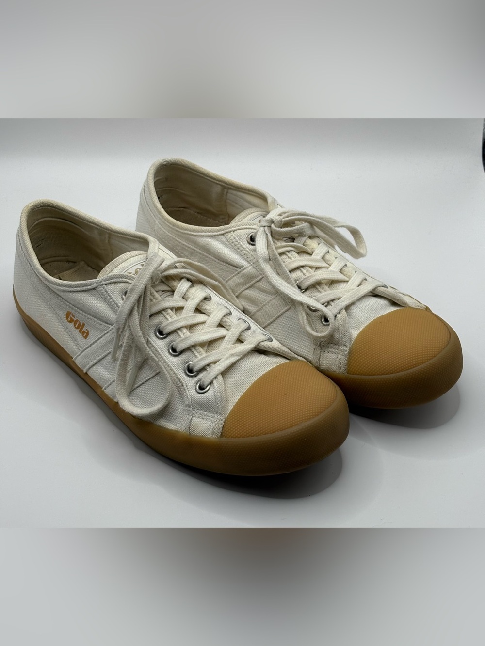 Gola Women's Coaster Canvas Sneakers White Gum Toe Lace Up Retro Shoes 10